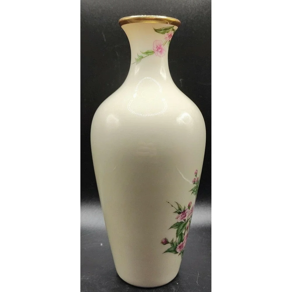 Vintage LENOX The Gift of Love Vase Floral‎ and Birds Waxwing  7